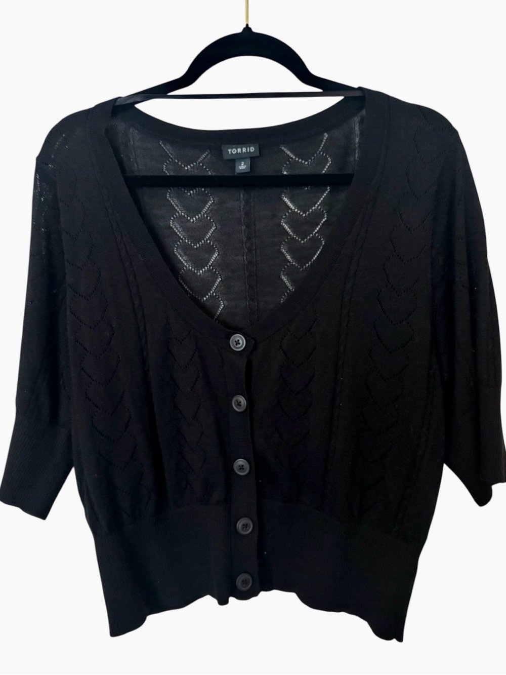 torrid Black V-Neck Button-Up Short Cardigan